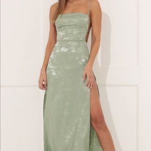 Aviana Satin Floral Maxi in Green